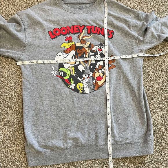 Looney Tunes Gray Graphic Lightweight Crewneck Sweatshirt Sweater Size Medium - Picture 5 of 5